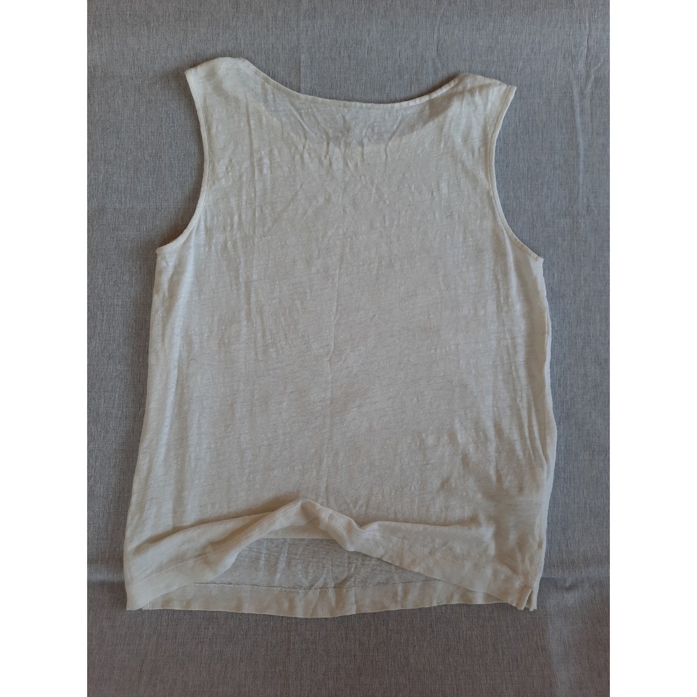 Tommy Bahama Women XS Beaded Floral Lightweight Top Blouse Sleeveless Pure Linen - Picture 7 of 8
